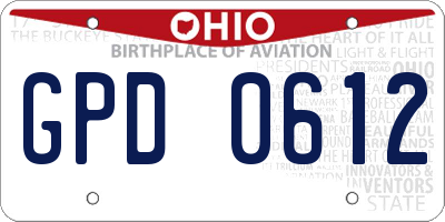 OH license plate GPD0612