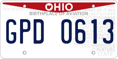 OH license plate GPD0613