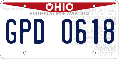 OH license plate GPD0618
