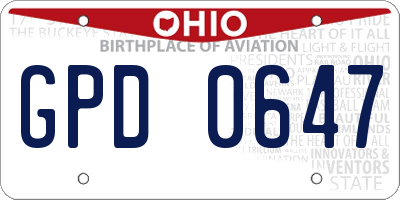 OH license plate GPD0647