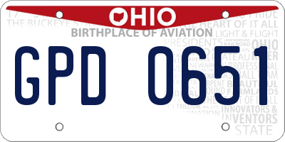 OH license plate GPD0651