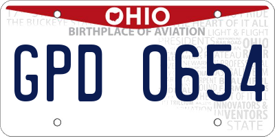 OH license plate GPD0654