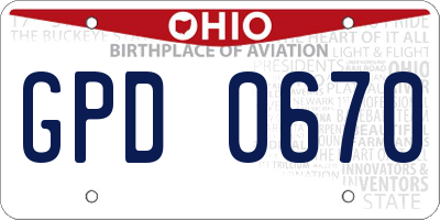 OH license plate GPD0670