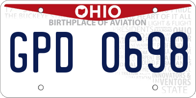 OH license plate GPD0698