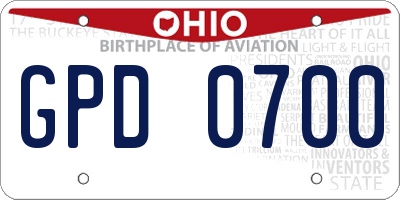 OH license plate GPD0700