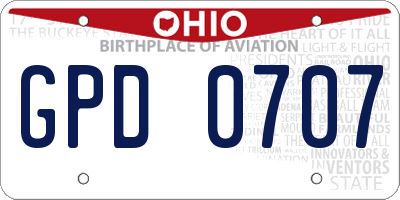 OH license plate GPD0707
