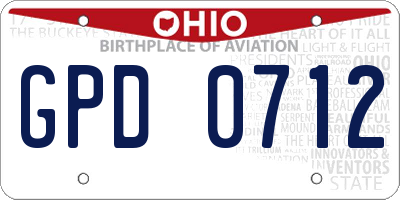 OH license plate GPD0712