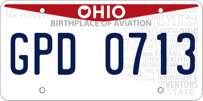 OH license plate GPD0713