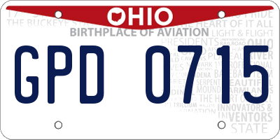 OH license plate GPD0715