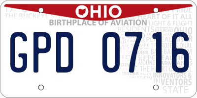 OH license plate GPD0716