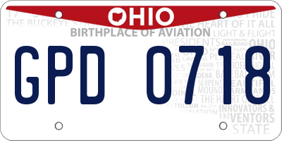 OH license plate GPD0718