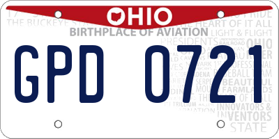 OH license plate GPD0721