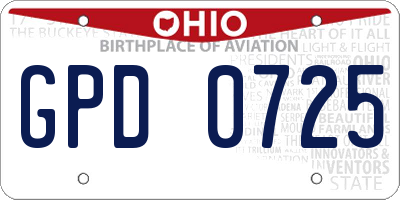 OH license plate GPD0725