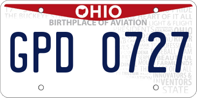OH license plate GPD0727