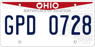 OH license plate GPD0728