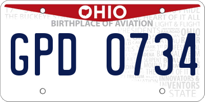OH license plate GPD0734