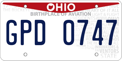 OH license plate GPD0747