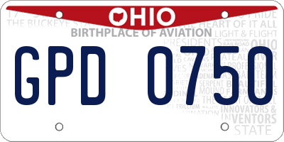 OH license plate GPD0750