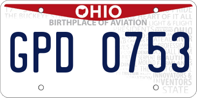 OH license plate GPD0753