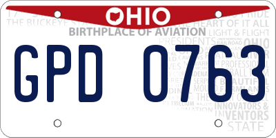 OH license plate GPD0763