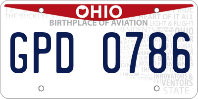 OH license plate GPD0786