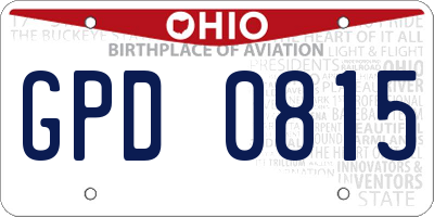 OH license plate GPD0815