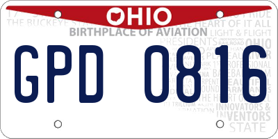 OH license plate GPD0816