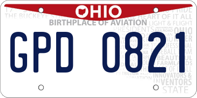 OH license plate GPD0821