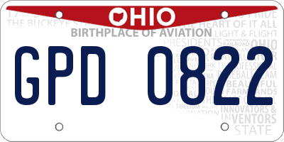 OH license plate GPD0822