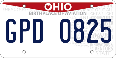 OH license plate GPD0825