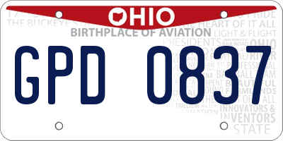 OH license plate GPD0837
