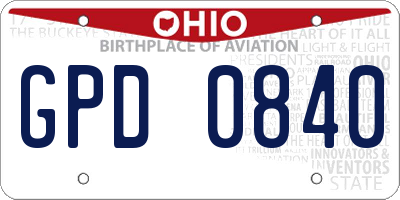 OH license plate GPD0840
