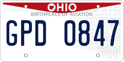 OH license plate GPD0847