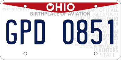 OH license plate GPD0851