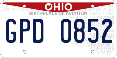 OH license plate GPD0852