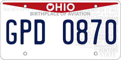 OH license plate GPD0870