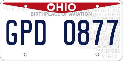 OH license plate GPD0877