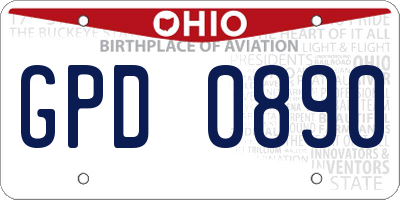 OH license plate GPD0890