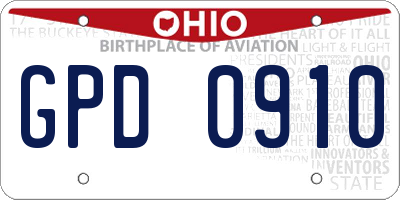 OH license plate GPD0910