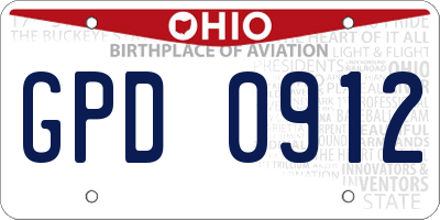 OH license plate GPD0912
