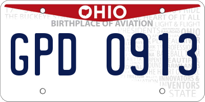 OH license plate GPD0913