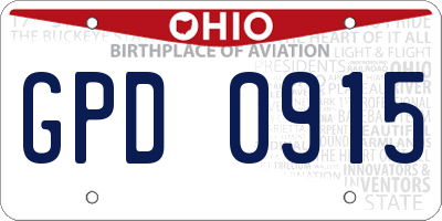OH license plate GPD0915