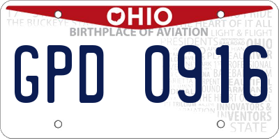 OH license plate GPD0916