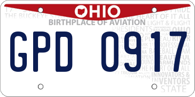 OH license plate GPD0917