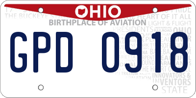 OH license plate GPD0918