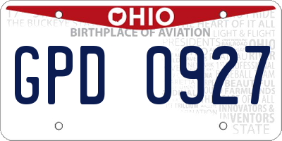 OH license plate GPD0927