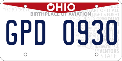 OH license plate GPD0930