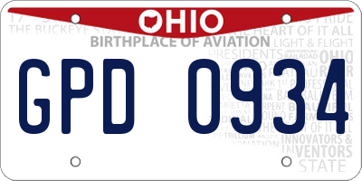 OH license plate GPD0934