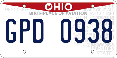 OH license plate GPD0938