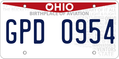 OH license plate GPD0954